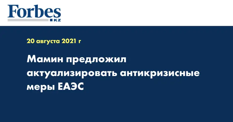 Мамин предложил актуализировать антикризисные меры ЕАЭС