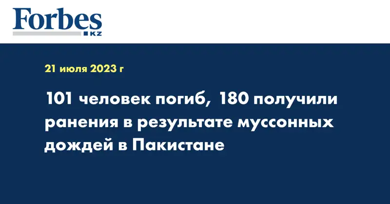 101 человек погиб, 180 получили ранения в результате муссонных дождей в Пакистане