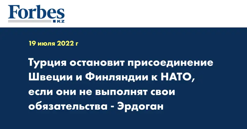 Турция остановит присоединение Швеции и Финляндии к НАТО, если они не выполнят свои обязательства - Эрдоган