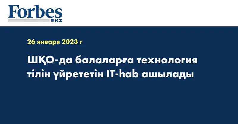 ШҚО-да балаларға технология тілін үйрететін IT-hab ашылады