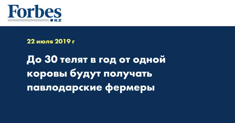 До 30 телят в год от одной коровы будут получать павлодарские фермеры