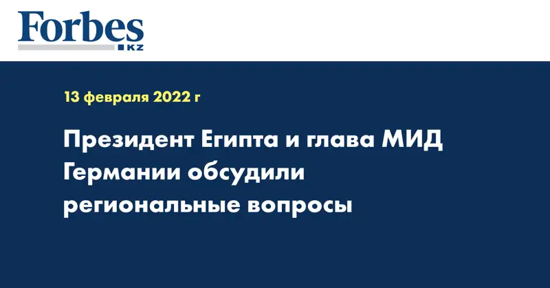 Президент Египта и глава МИД Германии обсудили региональные вопросы