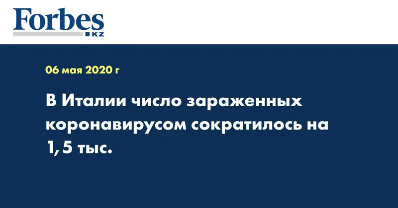 В Италии число зараженных коронавирусом сократилось на 1,5 тыс.