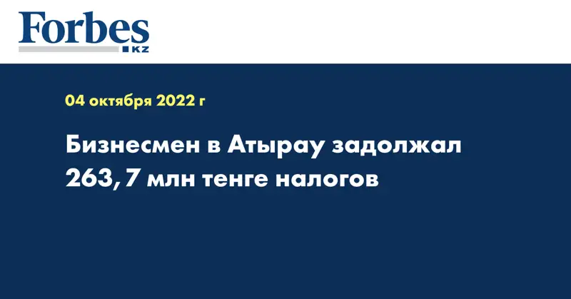 Бизнесмен в Атырау задолжал 263,7 млн тенге налогов