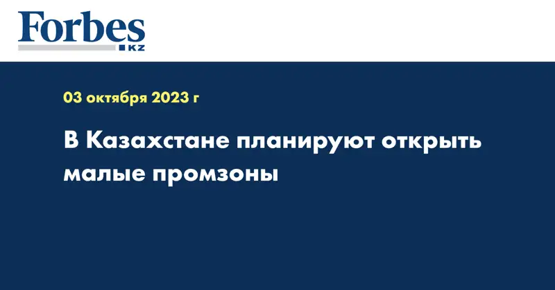 В Казахстане планируют открыть малые промзоны