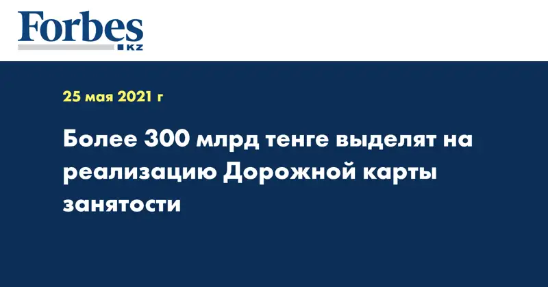  Более 300 млрд тенге выделят на реализацию Дорожной карты занятости