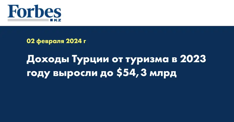 Доходы Турции от туризма в 2023 году выросли до $54,3 млрд