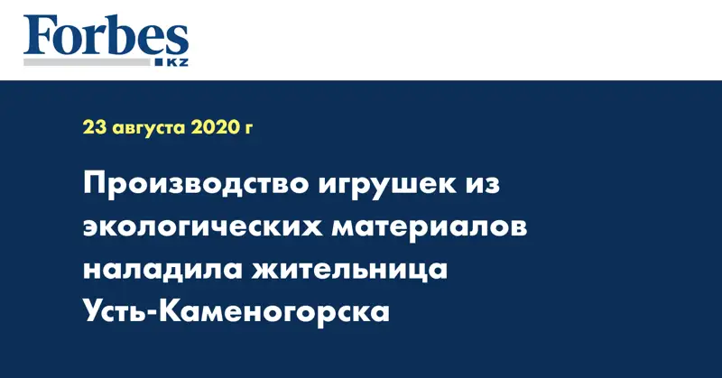 Производство игрушек из экологических материалов наладила жительница Усть-Каменогорска 