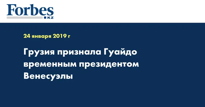 Грузия признала Гуаидо временным президентом Венесуэлы