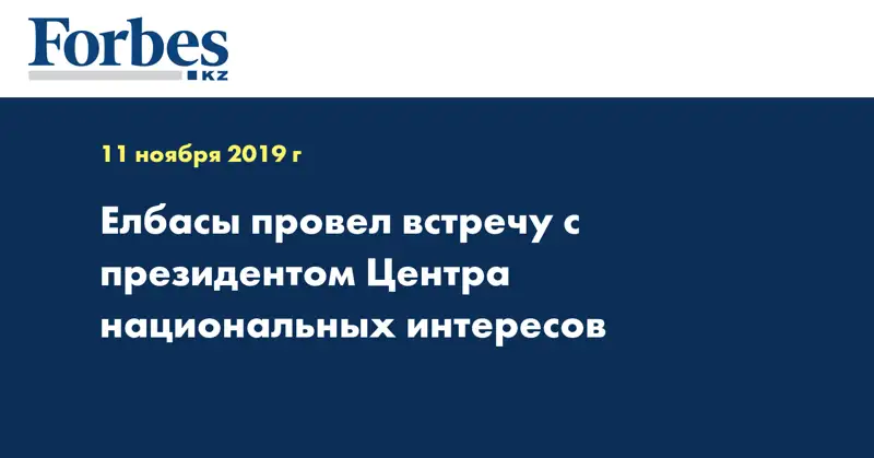 Елбасы провел встречу с президентом Центра национальных интересов