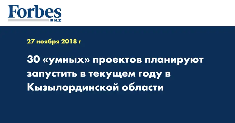 30 «умных» проектов планируют запустить в текущем году в Кызылординской области