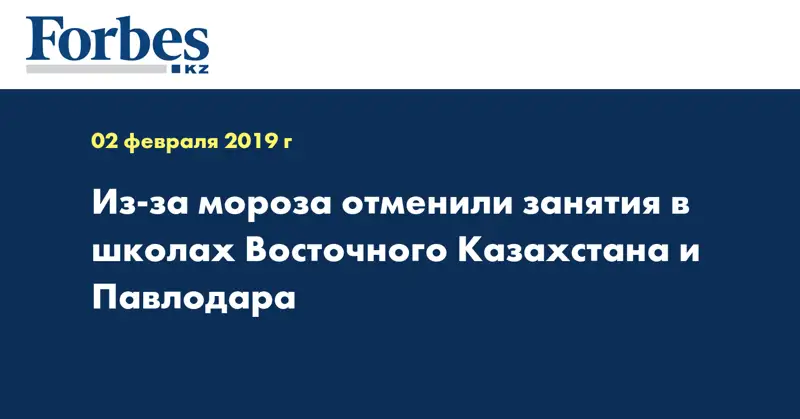Из-за мороза отменили занятия в школах Восточного Казахстана и Павлодара 
