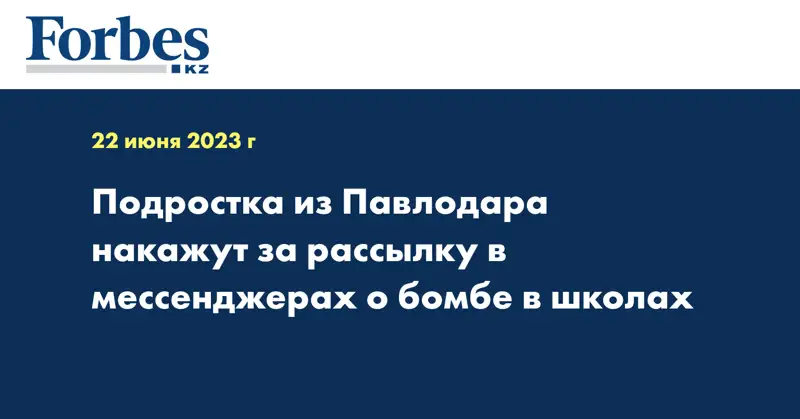 Подростка из Павлодара накажут за рассылку в мессенджерах о бомбе в школах
