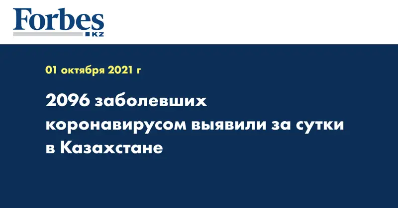 2096 заболевших коронавирусом выявили за сутки в Казахстане
