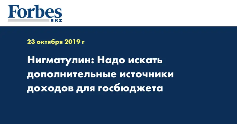 Нигматулин: Надо искать дополнительные источники доходов для госбюджета