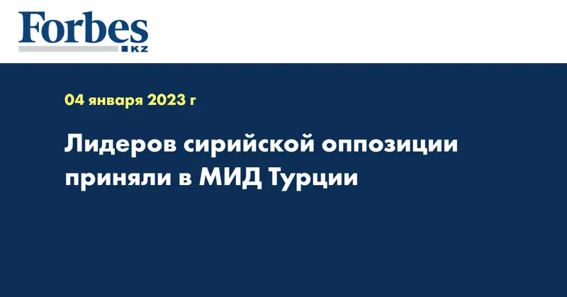 Лидеров сирийской оппозиции приняли в МИД Турции
