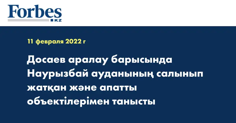 Досаев аралау барысында Наурызбай ауданының салынып жатқан және апатты объектілерімен танысты