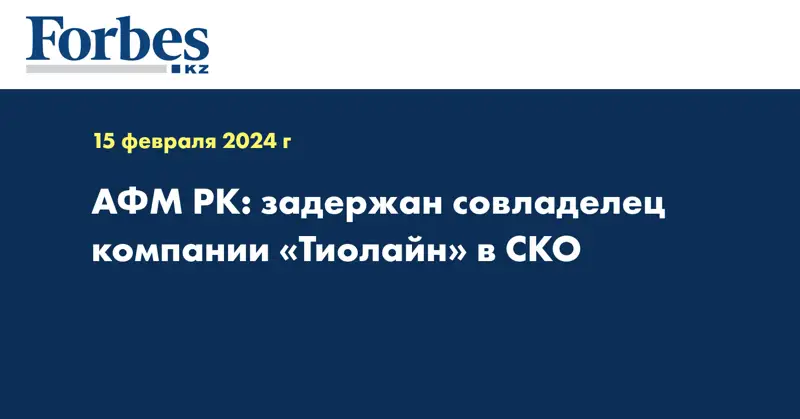 АФМ РК: задержан совладелец компании «Тиолайн» в СКО