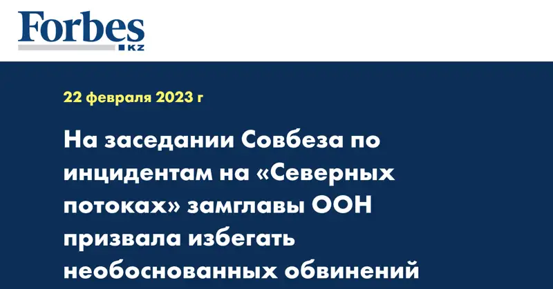 На заседании Совбеза по инцидентам на «Северных потоках» замглавы ООН призвала избегать необоснованных обвинений