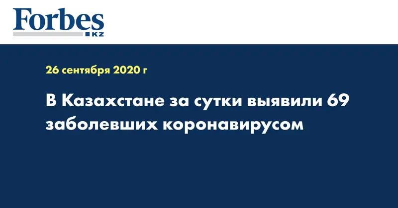В Казахстане за сутки выявили 69 заболевших коронавирусом