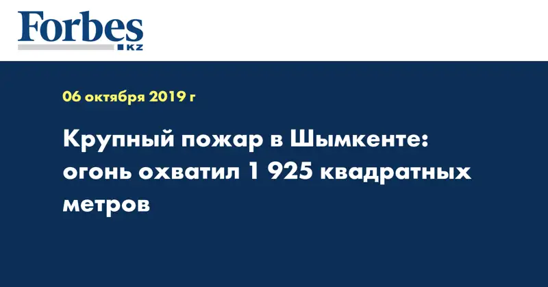 Крупный пожар в Шымкенте: огонь охватил 1 925 квадратных метров 