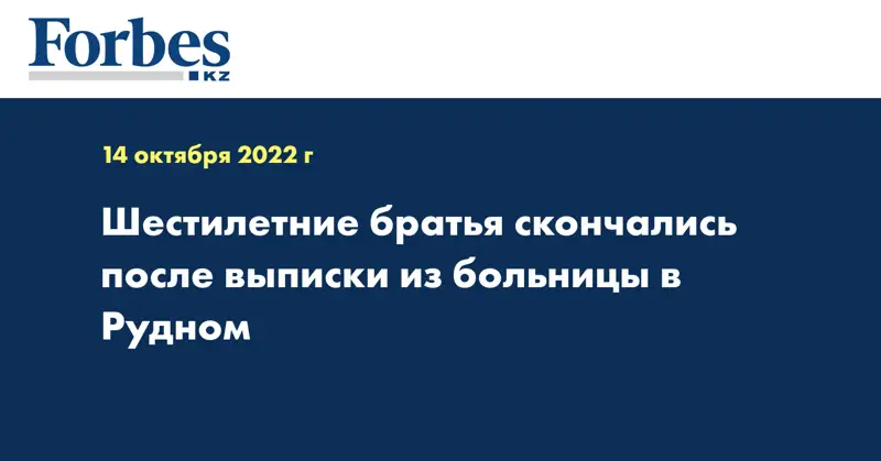 Шестилетние братья скончались после выписки из больницы в Рудном