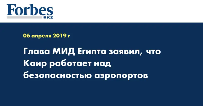 Глава МИД Египта заявил, что Каир работает над безопасностью аэропортов