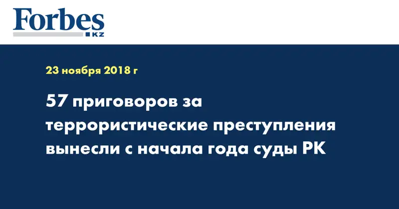 57 приговоров за террористические преступления вынесли с начала года суды РК