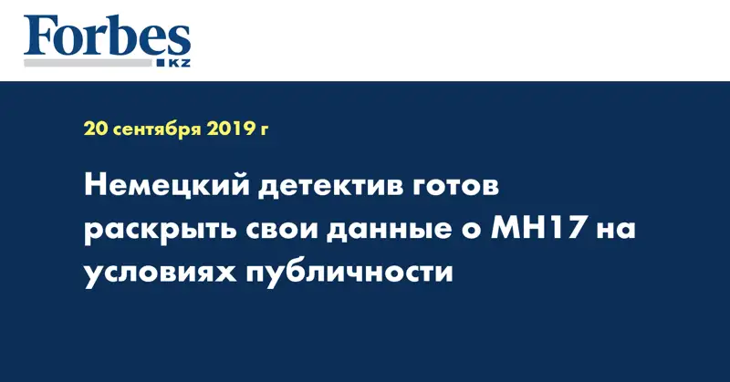 Немецкий детектив готов раскрыть свои данные о МН17 на условиях публичности