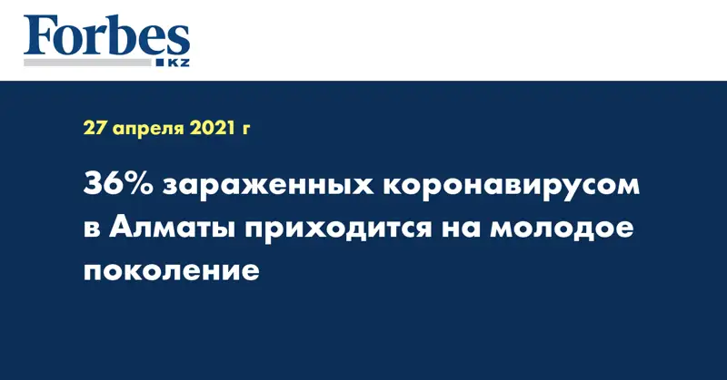 З6% зараженных коронавирусом в Алматы приходится на молодое поколение