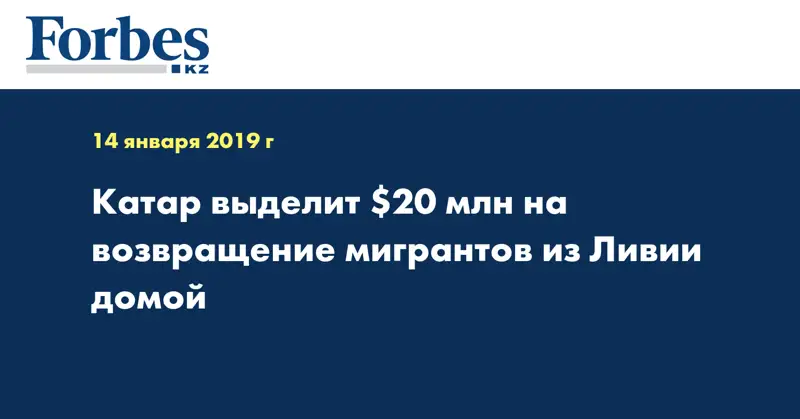 Катар выделит $20 млн на возвращение мигрантов из Ливии домой