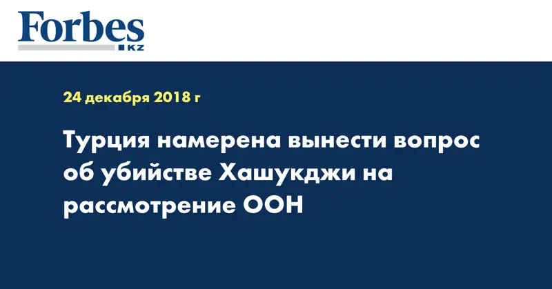 Турция намерена вынести вопрос об убийстве Хашукджи на рассмотрение ООН