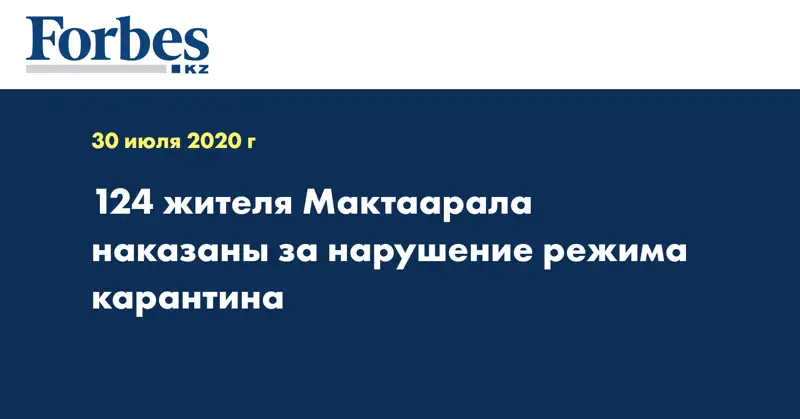 124 жителя Мактаарала наказаны за нарушение режима карантина