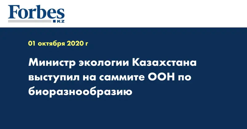Министр экологии Казахстана выступил на саммите ООН по биоразнообразию