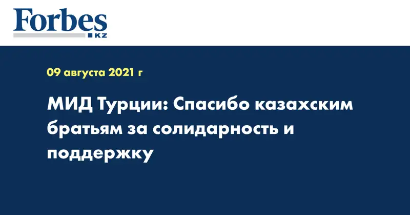 МИД Турции: Спасибо казахским братьям за солидарность и поддержку