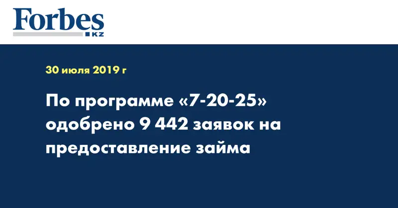 По программе «7-20-25» одобрено 9 442 заявок на предоставление займа