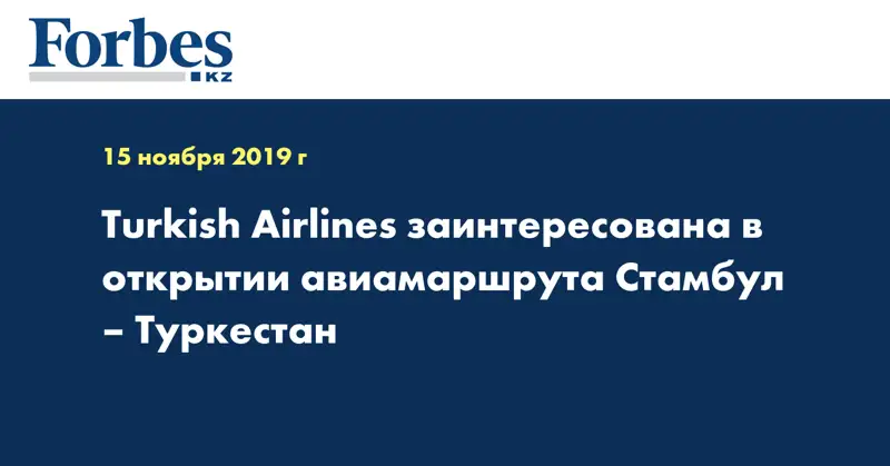 Turkish Airlines заинтересована в открытии авиамаршрута Стамбул – Туркестан