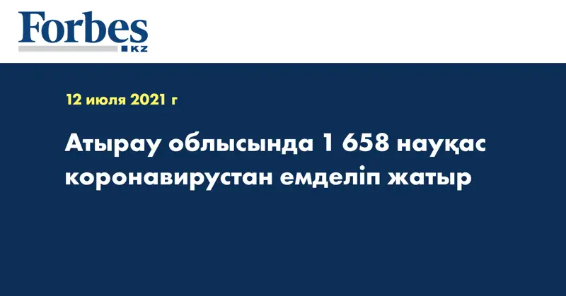 Атырау облысында 1 658 науқас коронавирустан емделіп жатыр