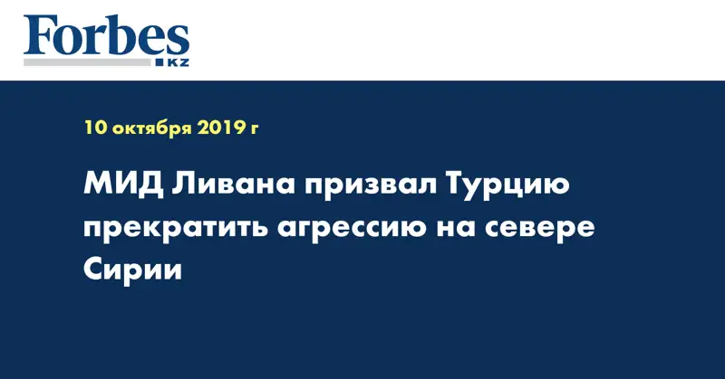 МИД Ливана призвал Турцию прекратить агрессию на севере Сирии