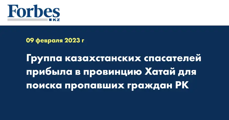 Группа казахстанских спасателей прибыла в провинцию Хатай для поиска пропавших граждан РК