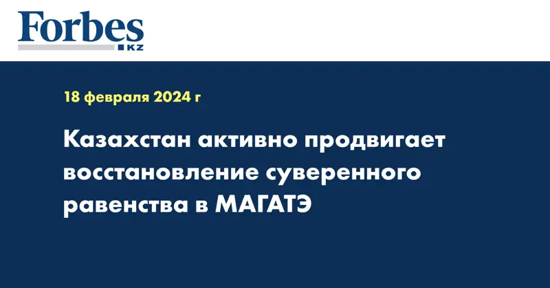Казахстан активно продвигает восстановление суверенного равенства в МАГАТЭ