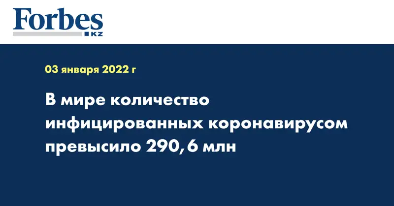В мире количество инфицированных коронавирусом превысило 290,6 млн