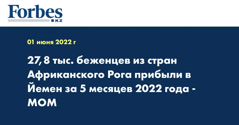 27,8 тыс. беженцев из стран Африканского Рога прибыли в Йемен за 5 месяцев 2022 года - МОМ