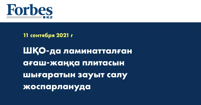 ШҚО-да ламинатталған ағаш-жаңқа плитасын шығаратын зауыт салу жоспарлануда