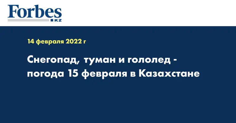  Снегопад, туман и гололед - погода 15 февраля в Казахстане