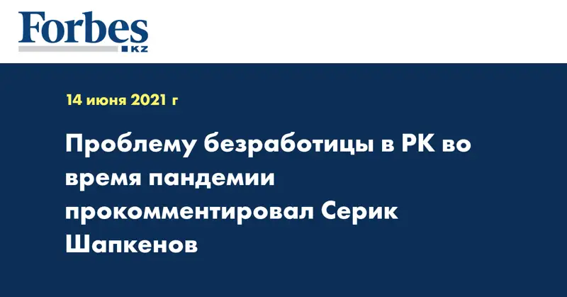Проблему безработицы в РК во время пандемии прокомментировал Серик Шапкенов