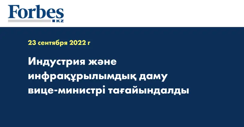 Индустрия және инфрақұрылымдық даму вице-министрі тағайындалды