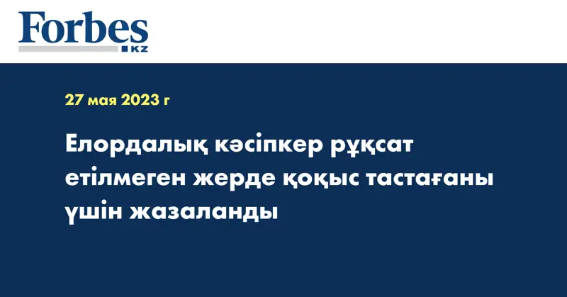 Елордалық кәсіпкер рұқсат етілмеген жерде қоқыс тастағаны үшін жазаланды