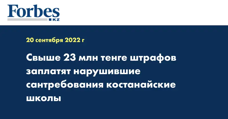 Свыше 23 млн тенге штрафов заплатят нарушившие сантребования костанайские школы