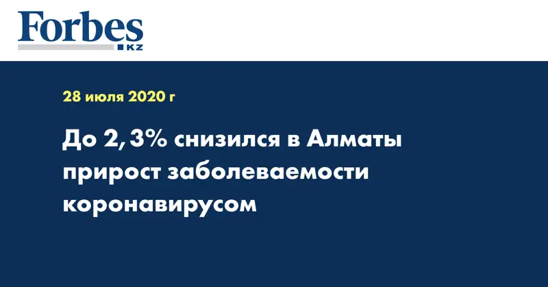 До 2,3% снизился в Алматы прирост заболеваемости коронавирусом